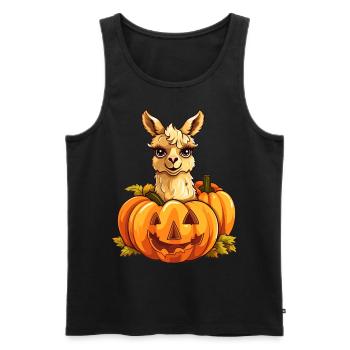 Llama Pumpkin Lazy Halloween Party Costume Kids - Männer Premium Bio Tank Top - Schwarz - Vorne - AI Model Male 178 light (178cm)