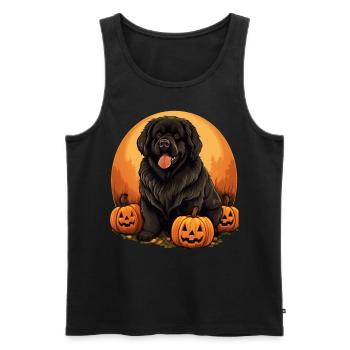 Neufundländer-Hund-Kürbis-faule Halloween-Party - Männer Premium Bio Tank Top - Schwarz - Vorne - Michal (187cm)