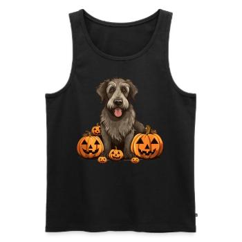 Irish Wolfhound Dog Pumpkin Lazy Halloween Party - Männer Premium Bio Tank Top - Schwarz - Vorne - AI Model Male 178 light (178cm)