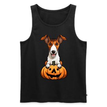 Fox Terrier Dog Pumpkin Lazy Halloween Party - Männer Premium Bio Tank Top - Schwarz - Vorne - AI Model Male 178 light (178cm)