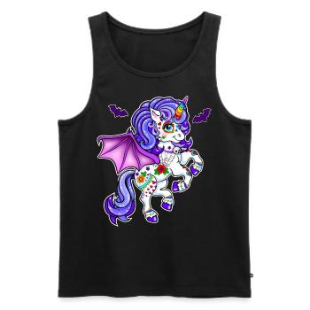 Einhorn Halloween Fledermaus - Männer Premium Bio Tank Top - Schwarz - Vorne - AI Model Male 178 light (178cm)