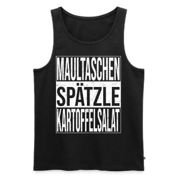 Maultaschen Spätzle und Kartoffelsalat - Männer Premium Bio Tank Top - Schwarz - Vorne - Michal (187cm)