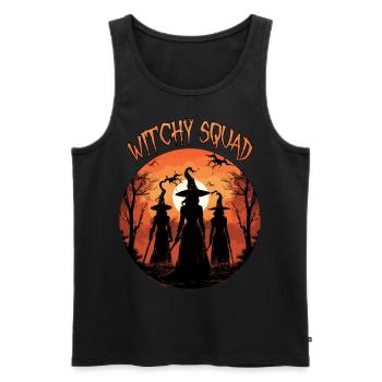 Halloween Witchy Squad Halloween Shirt - Männer Premium Bio Tank Top - Schwarz - Vorne - Michal (187cm)