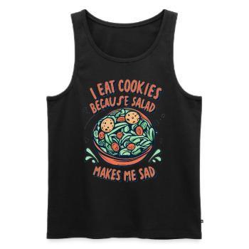 Je mange des biscuits parce que la salade me rend triste - Débardeur bio Premium Homme - noir - Devant - AI Model Male 178 light (178cm)