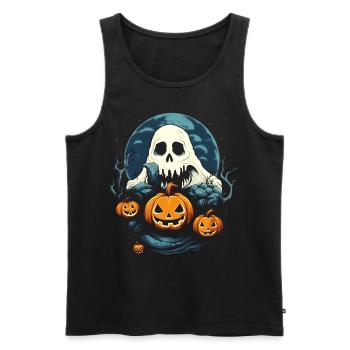 Fantôme, Fantôme, Lune, Citrouille, Halloween, Costume - Débardeur bio Premium Homme - noir - Devant - Michal (187cm)