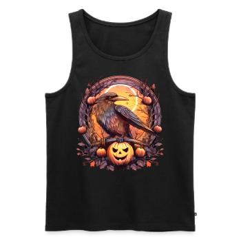 Rabe, Krähe, Mond, Kürbis, Halloween, Kostüm - Männer Premium Bio Tank Top - Schwarz - Vorne - AI Model Male 178 light (178cm)