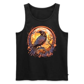 Rabe, Vollmond, keltisch, nordisch, Pagan, Vogel, - Männer Premium Bio Tank Top - Schwarz - Vorne - AI Model Male 178 light (178cm)