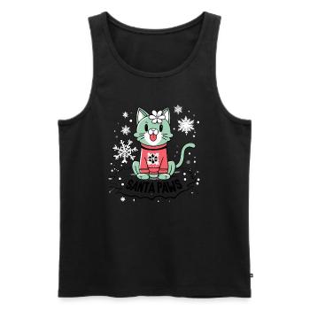 Christmas for Cat Lovers 🐱 Santas Paws - Men's Premium Organic Tank Top - black - Front - AI Model Male 178 light (178cm)
