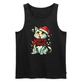 Santa's Paws - Christmas for Cat Lovers 🐱 - Men's Premium Organic Tank Top - black - Front - AI Model Male 178 light (178cm)