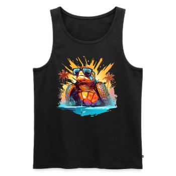 Turtle Sunglasses Summer Beach Animal Tank - Men's Premium Organic Tank Top - black - Front - Michal (187cm)