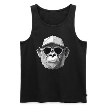Cool monkey in wrinkled robe - Men's Premium Organic Tank Top - black - Front - AI Model Male 178 light (178cm)