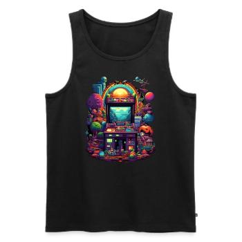 Retro Spielautomat bunt Spielen Zocken Videospiele - Männer Premium Bio Tank Top - Schwarz - Vorne - Michal (187cm)