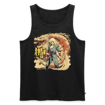 Anime Dragon Mann - Männer Premium Bio Tank Top - Schwarz - Vorne - AI Model Male 178 light (178cm)