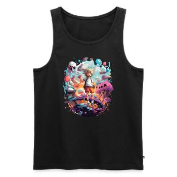 Anime Character Endteckt neue Bunte Welten - Männer Premium Bio Tank Top - Schwarz - Vorne - AI Model Male 178 light (178cm)