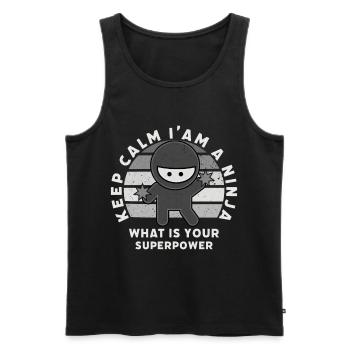 Funny Ninja Outfit - Idée cadeau cool - Débardeur bio Premium Homme - noir - Devant - AI Model Male 178 light (178cm)