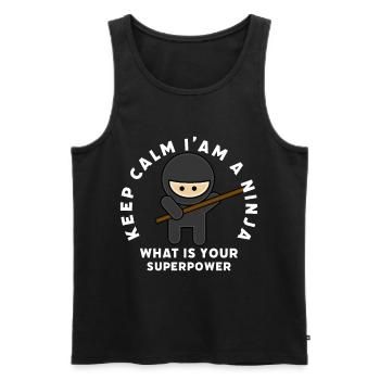 Funny Ninja Outfit - Idée cadeau cool - Débardeur bio Premium Homme - noir - Devant - AI Model Male 178 light (178cm)