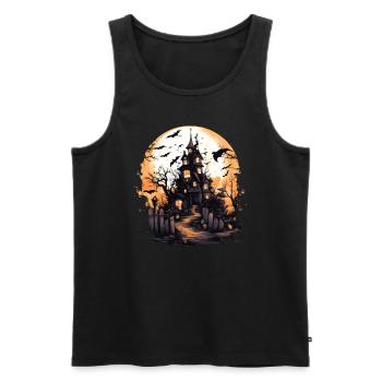 Halloween Horror House Castle Castle Bats - Men's Premium Organic Tank Top - black - Front - AI Model Male 178 light (178cm)