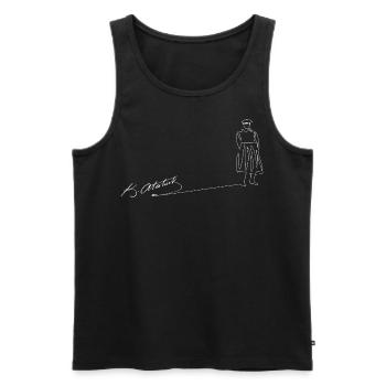 Ataturk Line Art Atatürk Signature Gift - Men's Premium Organic Tank Top - black - Front - Michal (187cm)