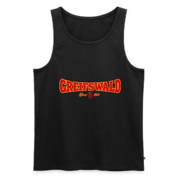 GREIFSWALD - Männer Premium Bio Tank Top - Schwarz - Vorne - Michal (187cm)
