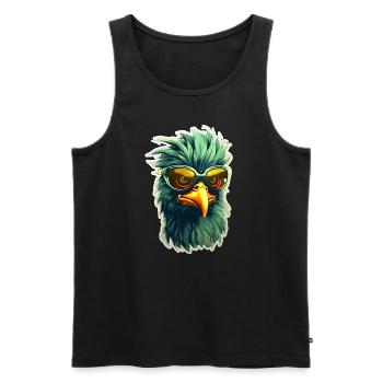 Verrücktes Huhn Mit Brille - Männer Premium Bio Tank Top - Schwarz - Vorne - Michal (187cm)