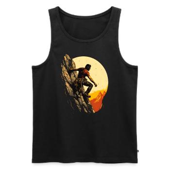 Kletterer Berg Sonnenuntergang Gebirge Mann - Männer Premium Bio Tank Top - Schwarz - Vorne - Michal (187cm)