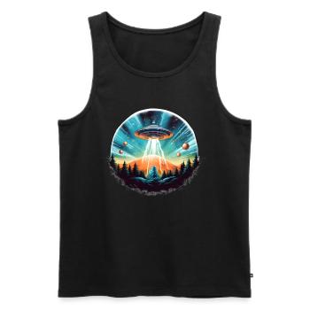UFO, galaxy, forest, earth, planet, ship, alien - Men's Premium Organic Tank Top - black - Front - Michal (187cm)