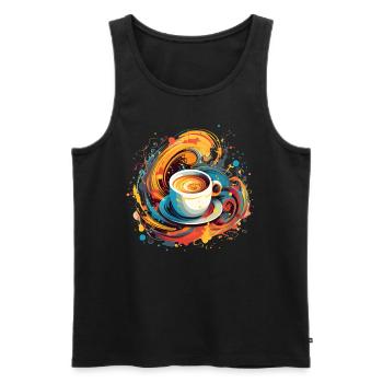Kaffee Farbfleck Kunst Getränk Koffein Kunst - Männer Premium Bio Tank Top - Schwarz - Vorne - AI Model Male 178 light (178cm)