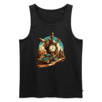 Industrie Fabrik Auto Dampfmaschine Dampf Uhrzeit - Männer Premium Bio Tank Top - Schwarz - Vorne - AI Model Male 178 light (178cm)