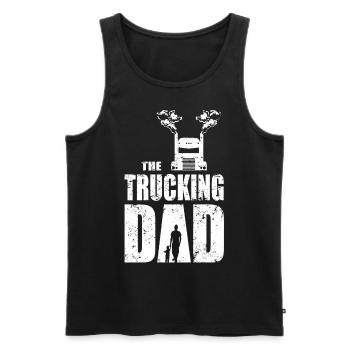 Le père camionneur - Père, enfant et camion - Débardeur bio Premium Homme - noir - Devant - Michal (187cm)