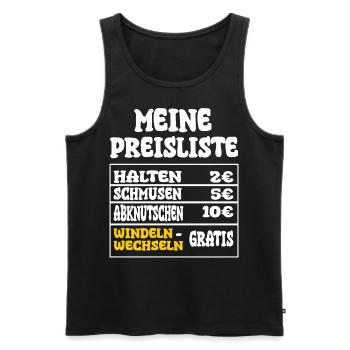 Meine Preisliste für die kleinen Geld Verdiener - Männer Premium Bio Tank Top - Schwarz - Vorne - Michal (187cm)