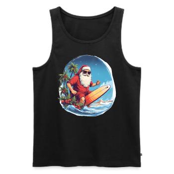 Santa or Santa Claus with glasses surfing - Men's Premium Organic Tank Top - black - Front - AI Model Male 178 light (178cm)