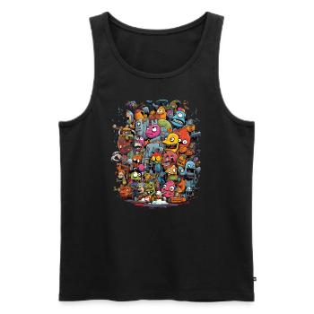 Figuren Cartoon Gebäude Bunt Monster Gemüse - Männer Premium Bio Tank Top - Schwarz - Vorne - AI Model Male 178 light (178cm)