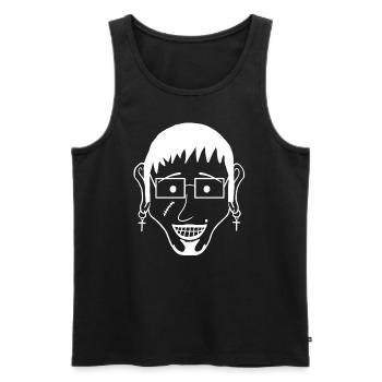 Franky (#7 from Weska Face Collection) - Men's Premium Organic Tank Top - black - Front - AI Model Male 178 light (178cm)