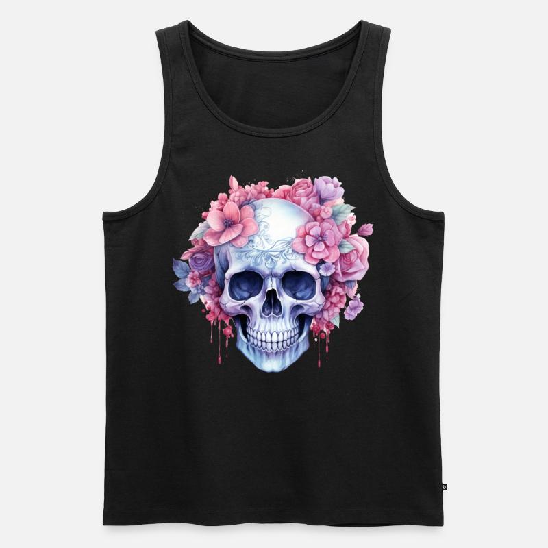 Gothic Design - pastel flower skeleton - Männer Premium Bio Tank Top - Schwarz
