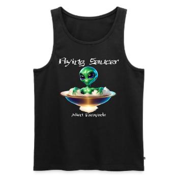 Flying saucer with alien - Men's Premium Organic Tank Top - black - Front - Michal (187cm)