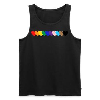Coeurs LGBTQI | Amour | Orgueil - Débardeur bio Premium Homme - noir - Devant - AI Model Male 178 light (178cm)