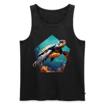 Turtle 3D Optics Sea Turtle in the Sea - Men's Premium Organic Tank Top - black - Front - Michal (187cm)