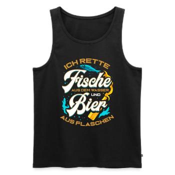 Fische und Bier Angler Geschenk zum Fischen Angeln - Männer Premium Bio Tank Top - Schwarz - Vorne - Michal (187cm)