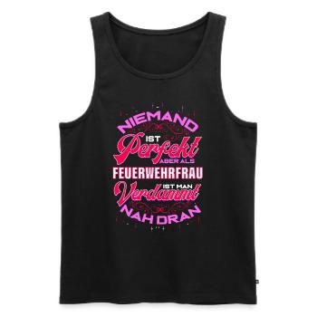 Feuerwehrfrau Geschenk Freiwillige Feuerwehr - Männer Premium Bio Tank Top - Schwarz - Vorne - Michal (187cm)