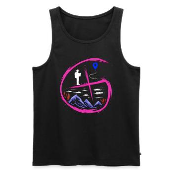 Geocacher Design Geocache Treasure Hunt Geocacher - Men's Premium Organic Tank Top - black - Front - AI Model Male 178 light (178cm)