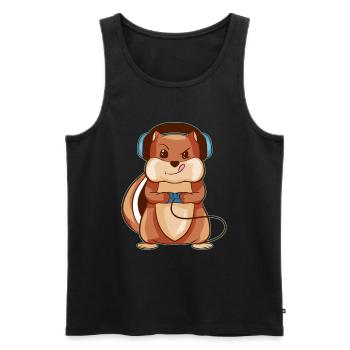 Gamer Squirrel Jeux vidéo drôles - Débardeur bio Premium Homme - noir - Devant - AI Model Male 178 light (178cm)