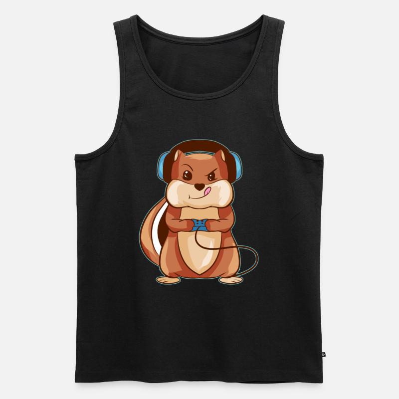 Zocker Eichhörnchen Lustiges Video Gaming - Männer Premium Bio Tank Top - Schwarz