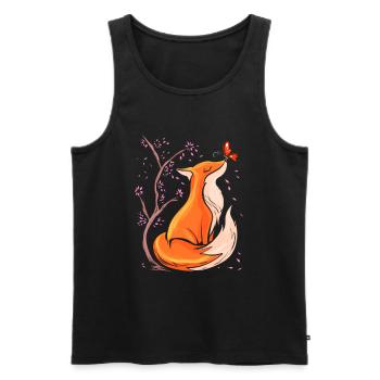Cute Fox with Flowers Foxes Gift Nature - Men's Premium Organic Tank Top - black - Front - AI Model Male 178 light (178cm)