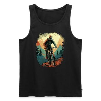 VTT, Montagne, Vélo, Cascade, Terrain Forestier - Débardeur bio Premium Homme - noir - Devant - Michal (187cm)
