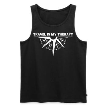TRAVEL IS MY THERAPY (2) - Männer Premium Bio Tank Top - Schwarz - Vorne - Michal (187cm)
