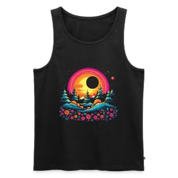 Hippie Love Nature Colorful Meditation - Men's Premium Organic Tank Top - black - Front - Michal (187cm)
