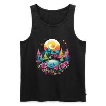 Hippie Love Nature Colorful Meditation - Men's Premium Organic Tank Top - black - Front - Michal (187cm)