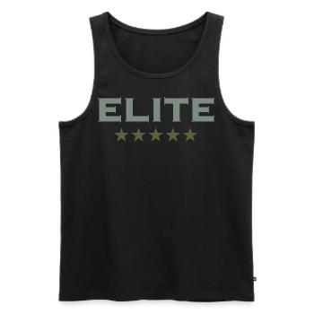 Elite Text 5 étoiles Pour la crème de la crème - Débardeur bio Premium Homme - noir - Devant - AI Model Male 178 light (178cm)