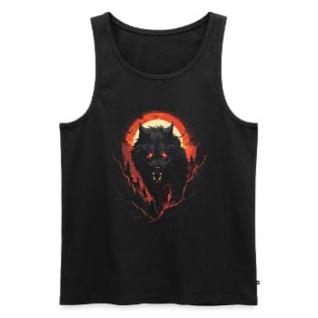 Schwarzer Wolf Werwolf Dark Horror Mythologie Fant - Männer Premium Bio Tank Top - Schwarz - Vorne - Michal (187cm)