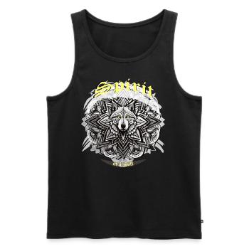 Spirit of a Wolf: Indianer-inspiriertes Mandala - Männer Premium Bio Tank Top - Schwarz - Vorne - Michal (187cm)
